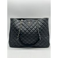 Chanel Classic CC Shopping Tote Quilted Calfskin Large Handbag Black A91046 