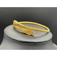Ladies 18ct Yellow Gold Round Cuff Bangle (Pre-Owned)