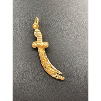 Unisex Solid 21ct Yellow Gold Sword Pendant Fine Jewellery 4.7 Grams