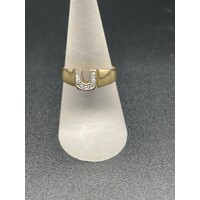 Ladies Solid 9ct Yellow Gold Letter U Ring Fine Jewellery 2.9 Grams Size UK O