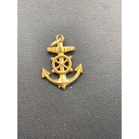 Unisex 21ct Yellow Gold Anchor Pendant (Pre-Owned)