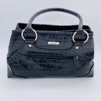 Cabrelli Faux Leather “Snake Skin” Handbag Black (Pre-owned)