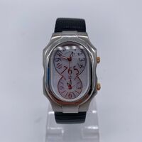 Philip Stein Signature Small Ladies Stainless Steel Watch Black Leather Strap