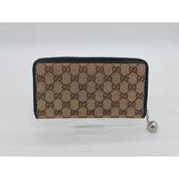 Gucci Beige/Brown GG Canvas and Leather GG Twins Zip Around Wallet (Pre-owned)