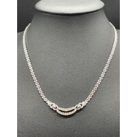 Ladies 14ct White Gold Fancy Link Diamond Necklace (Pre-Owned)