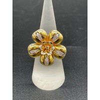 Ladies 18ct Yellow Gold Flower Design Ring (Pre-Owned)
