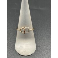 Ladies 10ct Yellow Gold Double Heart Ring (Pre-Owned)