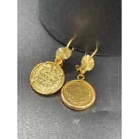 Ladies 21ct Yellow Gold Coin Dangle Earrings (Pre-Owned)