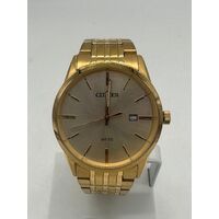 Citizen Unisex Gold Tone Stainless Steel Case Gold Band Watch 50m WR 