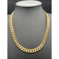 Mens 18ct Yellow Gold Diamond Cut Curb Link Necklace (Pre-Owned)