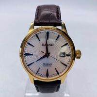 Seiko Presage Automatic Gold Tone Brown Leather Automatic Watch 4R35-01T0 