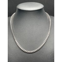 Unisex 925 Sterling Silver Box Link Necklace (Pre-Owned)