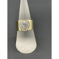 Mens 14ct Yellow Gold Cubic Zirconia Ring (Pre-Owned)