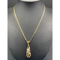 Ladies 18ct Yellow Gold Anchor Link Necklace & Paisley Design Pendant (Pre-Owned)