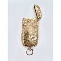 9ct Gold Vesta Vintage Match Case with Sovereign Holder  Circa 1902 RARE (Pre-owned)