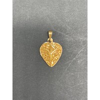 Ladies 21ct Yellow Gold Leaf Heart Pendant (Pre-Owned)