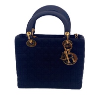 Christian Dior Lady Dior Cannage Medium Nylon Tote Handbag Black Bag