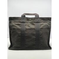 Hermes Canvas Herline MM Tote Bag Shoulder Bag Black/Grey Classic Design