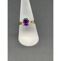 Ladies 18ct Yellow Gold Purple Gemstone Ring (Pre-Owned)