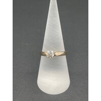 Ladies 9ct Yellow Gold Diamond Engagement Ring (Pre-Owned)