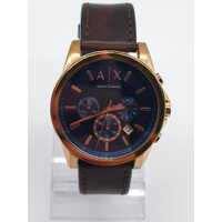 Armani Exchange AX2508 Men’s Blue Rose Gold Chronograph Watch in Leather Band