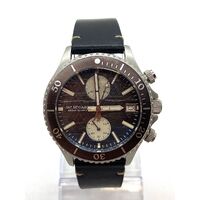 M Ja MCCabe JM-1038 Gravel Grey Stainless Steel Mens Quartz Watch Leather Band