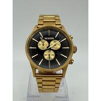 Nixon Sentry Chrono All Gold Black Men’s Watch Metal Band (Pre-owned)