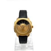 Versace Dylos VQU Ladies Gold Plated Wristwatch with Leather Band (Pre-owned)