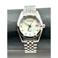 Citizen Quartz WR 50m Silver Tone Stainless Steel Crystal Dress Watch