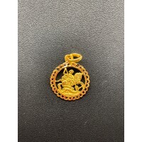Unisex 21ct Yellow Gold Round Pendant (Pre-Owned)