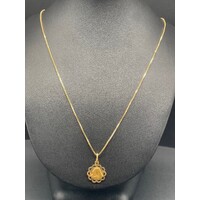 Unisex 18ct Yellow Gold Box Link Necklace & Pendant (Pre-Owned)