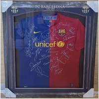 FC Barcelona 2008-09 Lionel Messi Signed Jersey and Team Auto Framed COA