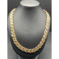 Mens 9ct Yellow Gold Curb Link Diamond Cut Necklace (Pre-Owned)
