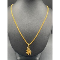 Unisex 22ct Yellow Gold Double Cable Link Chain & Pendant Necklace (Pre-Owned)