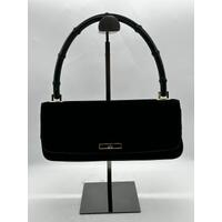 Gucci Top Flap Suede Bamboo Handle Handbag for Women in Black Finish