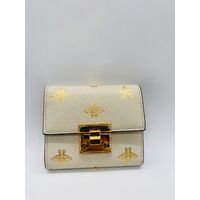 Gucci Padlock Medium Bees Wallet in Mystic White Gold Toned Hardware