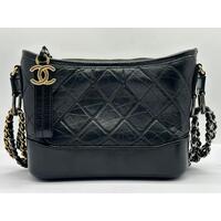 Chanel Aged Calfskin Quilted Small Gabrielle Hobo Black Bag (Pre-owned)