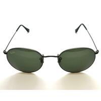 Ray-Ban RB3447 Round Metal in Gunmetal and Green Finish Sunglasses (Pre-owned)