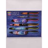Chefs Vision 6 Piece Cosmos Knives in Box (New Never Used)