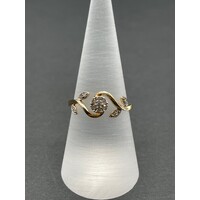 Ladies 9ct Yellow Gold Diamond Flower Ring (Pre-Owned)