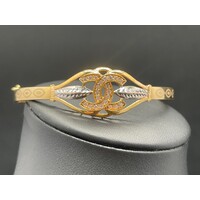 Ladies 18ct Yellow Gold Hinged Bangle (Pre-Owned)