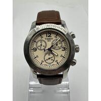 Tissot Chronograph Sport Men's Brown Leather Band Watch S762N/862N (Pre-owned)