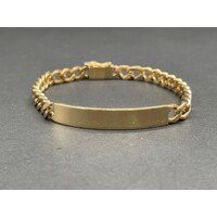 Mens 18ct Yellow Gold Curb Link ID Bracelet (Pre-Owned)