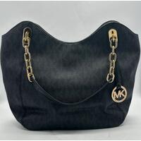 Michael Kors Ladies Handbag Black E-1206 Gold Plated Medallion with Dust Bag