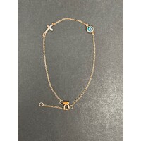 Ladies 9ct Rose Gold Belcher Link Bracelet & Charm Bracelet