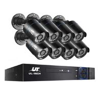 UL Tech Home Security 8 Cameras Black with Receiver Cables and Mouse