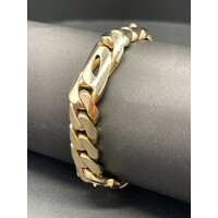 Mens 9ct Yellow Gold Birdseye/Curb Link Chunky Bracelet