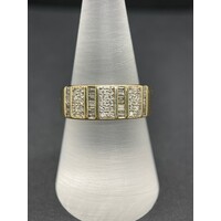 Mens 9ct Yellow Gold Cluster Diamond Ring