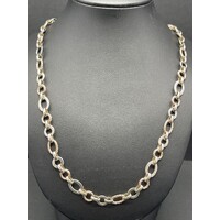 Ladies 9ct Two Tone Gold Fancy Link Necklace