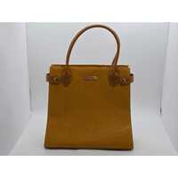 Burberry Womens Vintage Brown Leather Tote Handbag Multiple Compartments